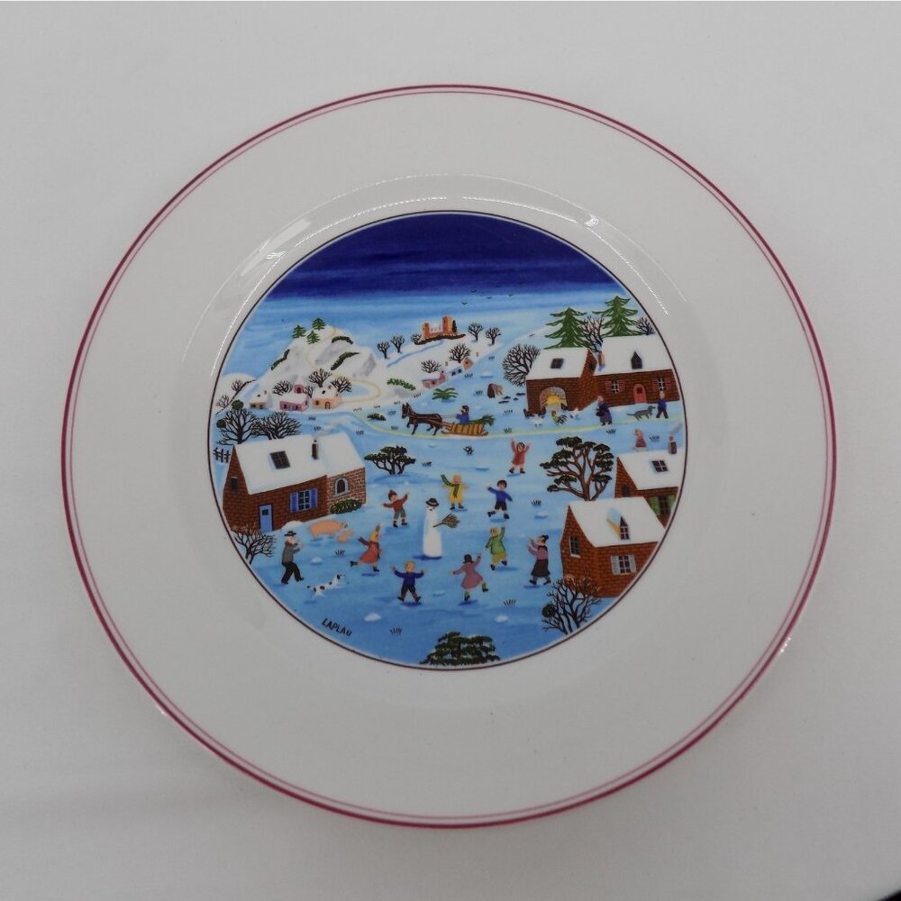 Set of 2 Villeroy & Boch Naif Christmas Dinner Plate Laplau 10.5 in diameter - Picture 2 of 11